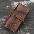 Casual Long Wallet Men Mobile Phone Male Long Purse Bifold Card Wallet Natural Cow Skin Leather Purse Men Business  Card Holder