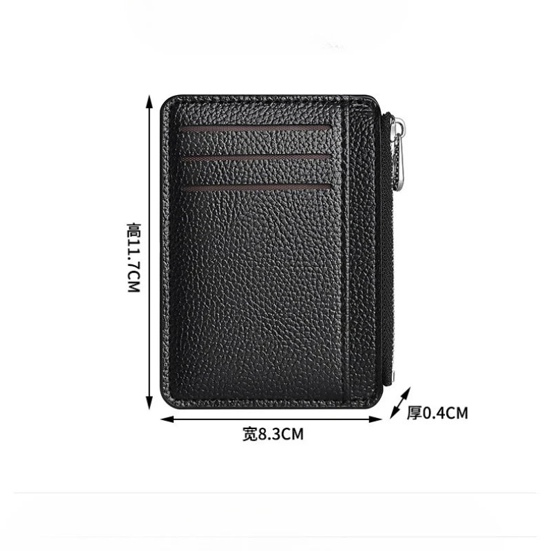 Slim Leather Wallet for Men Multi Slot Card Holder with Coin Pocket Black Brown Business Purse
