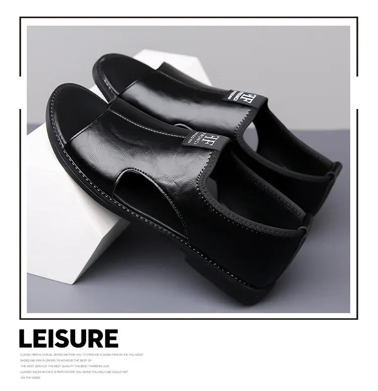 Brand Men's Sandals New Casual Shoes High Quality Soft Sole Men Slippers Outdoor Comfor Beach Shoes Leather Flat Sandals for Men