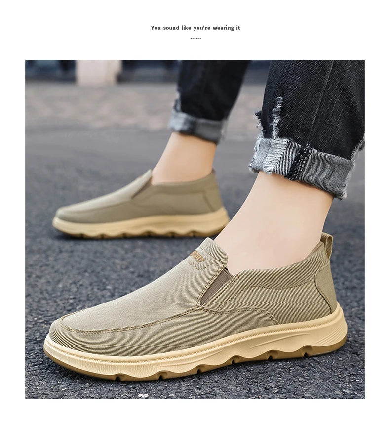 Men's walking sneakers 2025 Spring casual canvas shoes, low-top comfortable and breathable vulcanized shoes