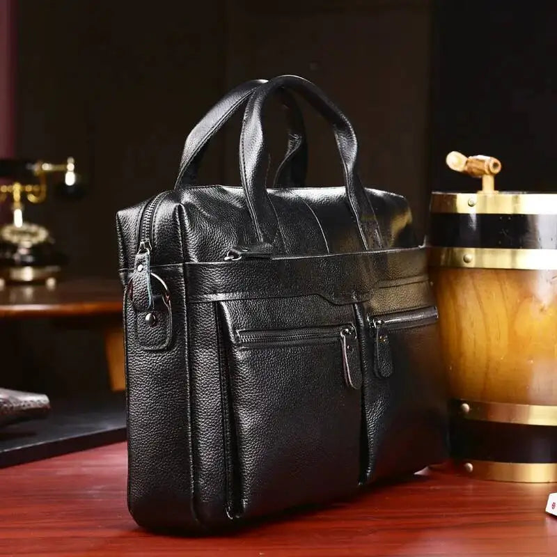 Business Laptop Bag Genuine Handbags Male Travel Briefcases Men High Quality Cowhide Leather Messenger Bags