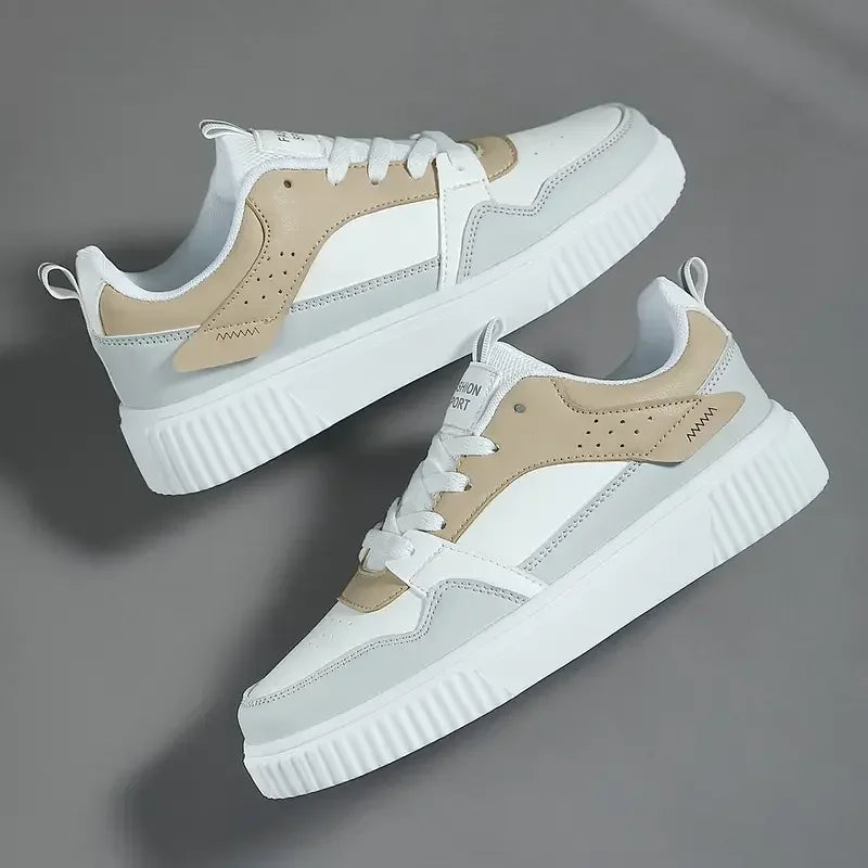 White Sneakers for Men New Casual Shoes PU Leather Tennis Shoe Non Slip Athletic Shoes Breathable Comfort Walking Shoes