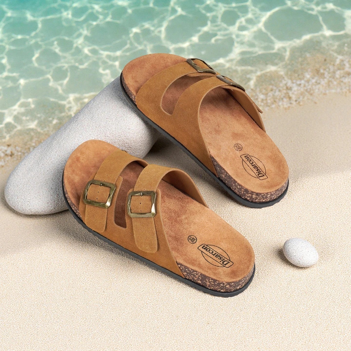 Men's Summer Sandals, Outdoor Leisure Vacation Beach Sandals, Double Buckle Design Unisex Large Size Sandals, Non-Slip, Breathable, Wear-Resistant, Versatile for Daily Wear, Indoor Home Slippers, High-End, Retro