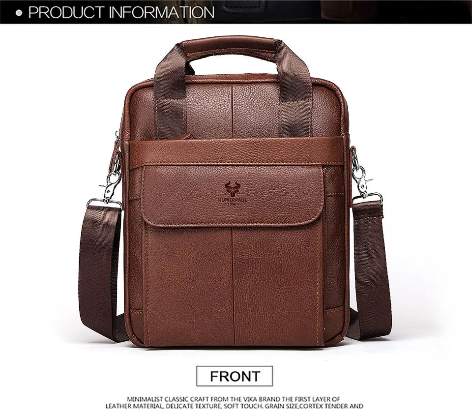 Durable Genuine Leather Bags for Men High Quality Business Crossbody Sling Bag for Work Outdoor Travel Male Messenger Packs