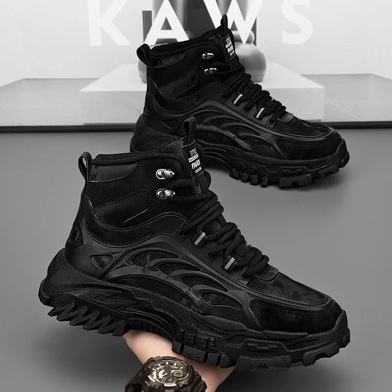 Men's Boots Outdoor Waterproof Men Ankle Boots Men Platform Work Safty Shoes for Men Casual Hiking Shoes Breathable Men Sneakers