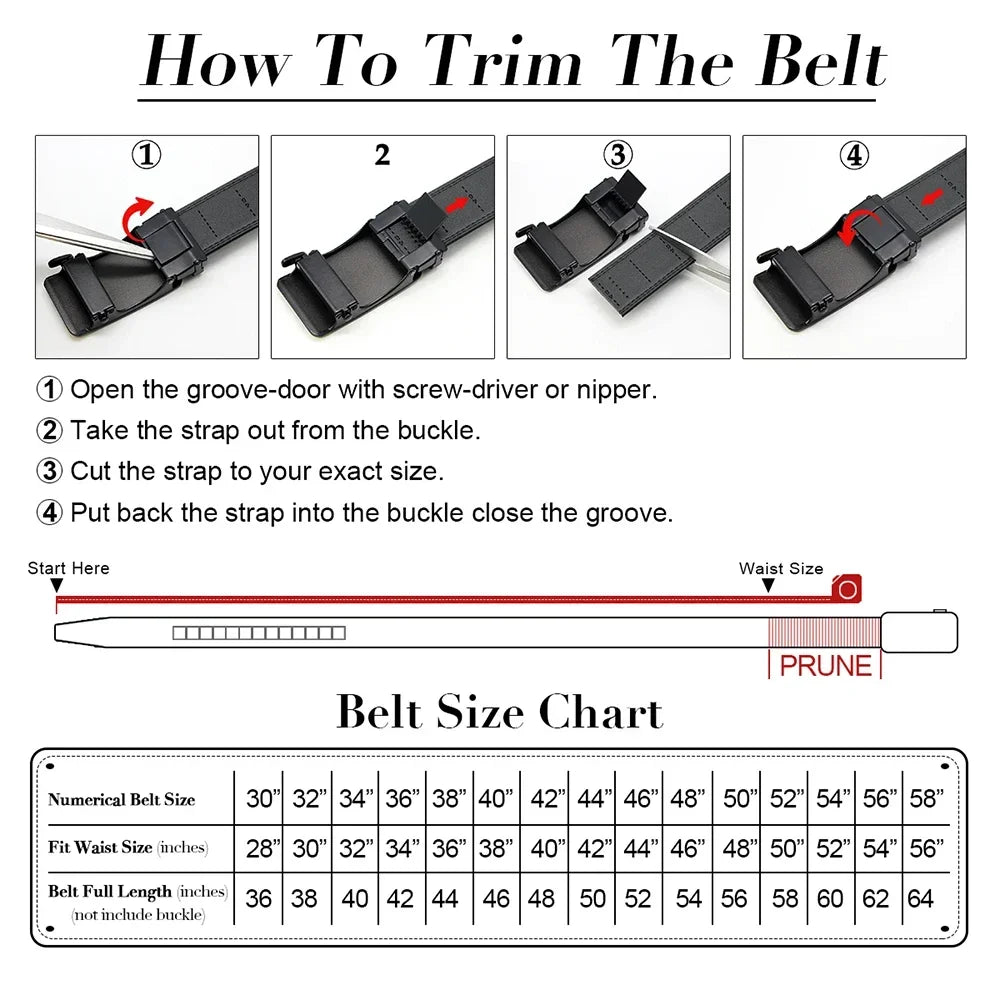 Men's PU Leather Belt Fashion Automatic Buckle Belt Available Belts Leisure Fashion Ratchet Belts for Men Pants Waistband
