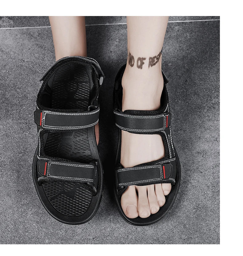 Brand Classic Mens Sandals Summer Genuine Leather Sandals Men Outdoor Casual Lightweight Sandal Fashion Men Sneakers Size 39-47