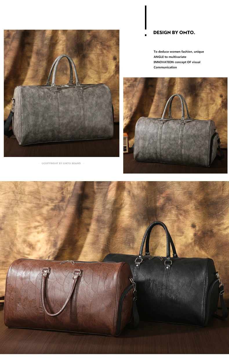 Soft Leather Travel Bag Large Capacity Fashion Weekend Bag Handle Bag Lightweight Sports Gym Bag With Separate Shoe Compartment