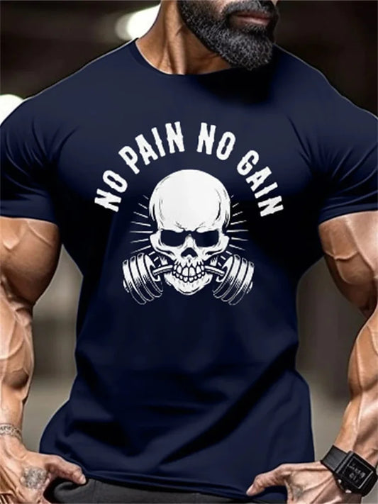 New Men's Fitness T-Shirt Fierce Gym Sports Short-Sleeved Top Quick-Dry Round Neck T-Shirt Fitness Competition Training Clothes