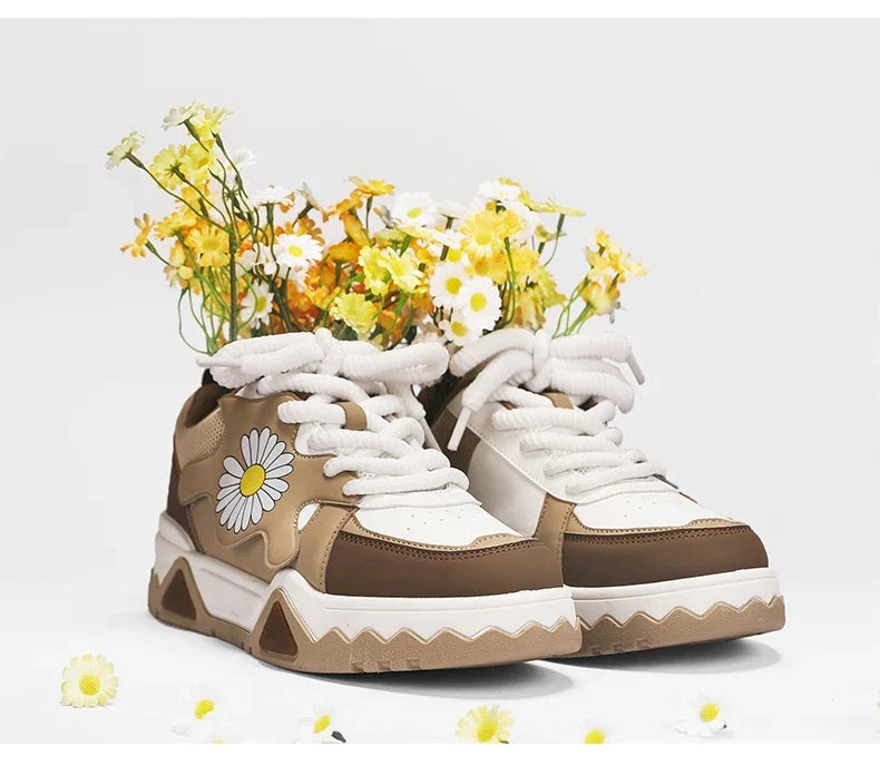 Sneakers Men Trendy Mixed Color Lace-up Thick-soled Casual Shoes Non-slip Shoe Round Toe Men Board Shoes Zapatillas Hombre