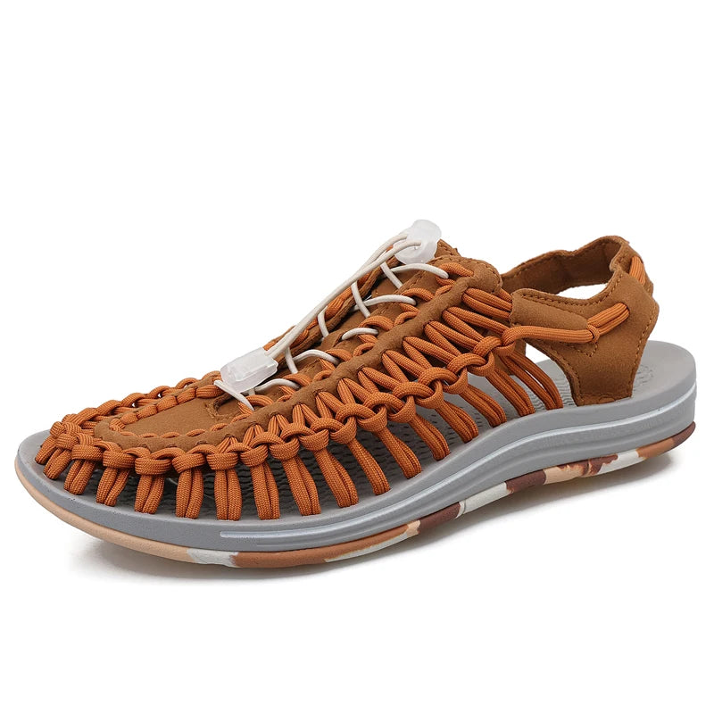 Summer Men Sandals Weaving Design Beach Sandals Breathable Casual Flat Roman Mens Shoes Outdoor Couples Sandals