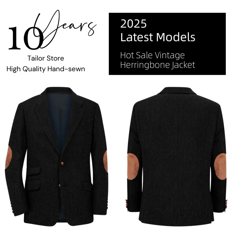 Men's Blazer Herringbone Single Breasted Casual Elegant Man Suit Jackets Coat Men's Stage Clothing Clothing-for-men Male Clothes