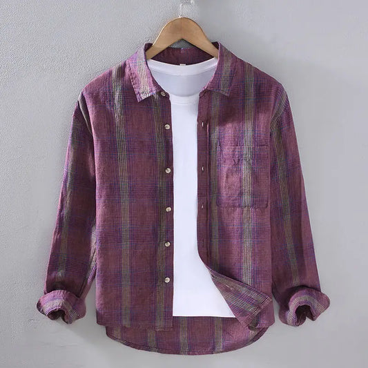 2025 Shirts for Men Long-sleeved Spring and Autumn Thin Fashion Plaid Top Casual Loose Cardigan Versatile Jacket