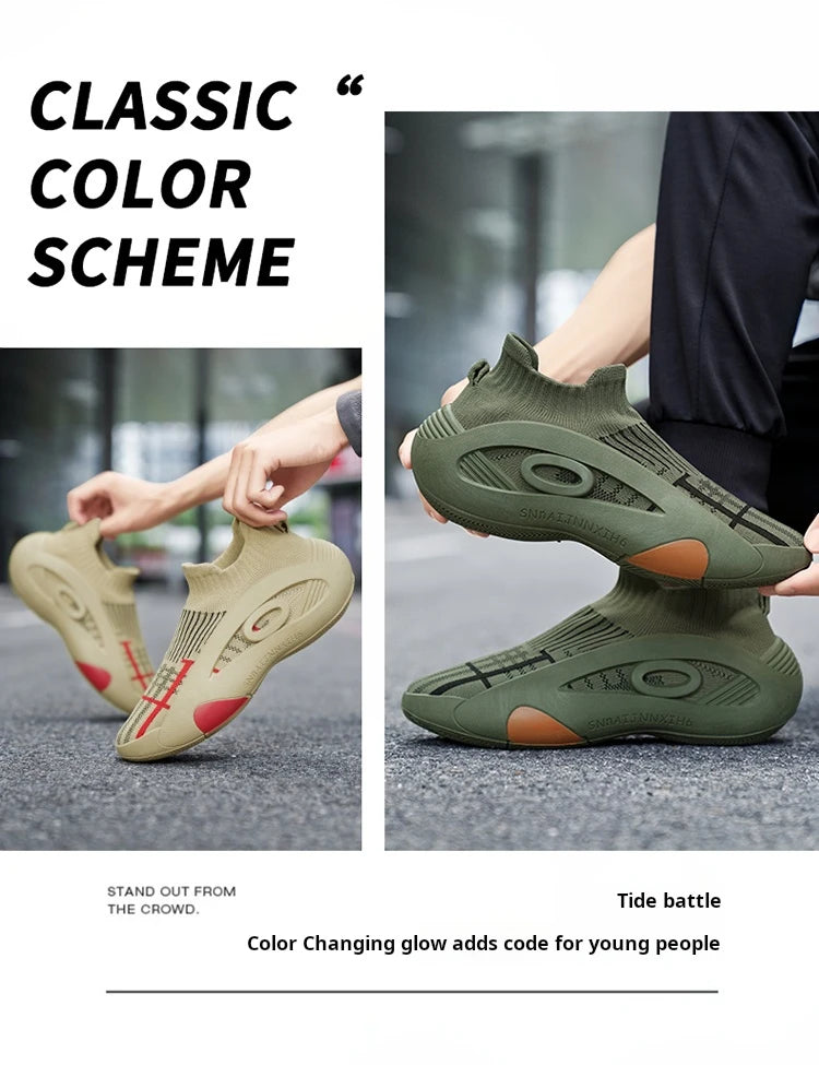 Summer Sneakers for Men Breathable Socks Casual Sports Shoes New Arrival Black Green Men Trainers Platform Designer Sneakers Men