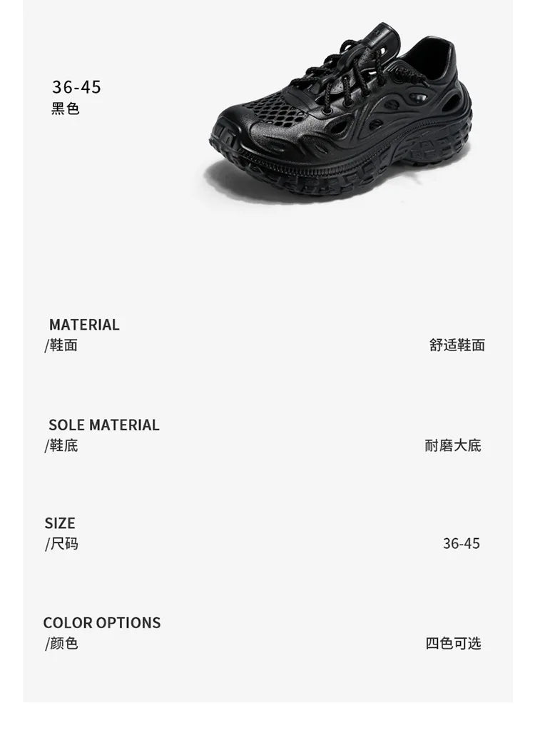 Sandals for Men Outdoor Non-slip Tire Sole Hole Shoes Hollow Breathable Men's Sandals Beach Lightweight Platform Sneakers Men