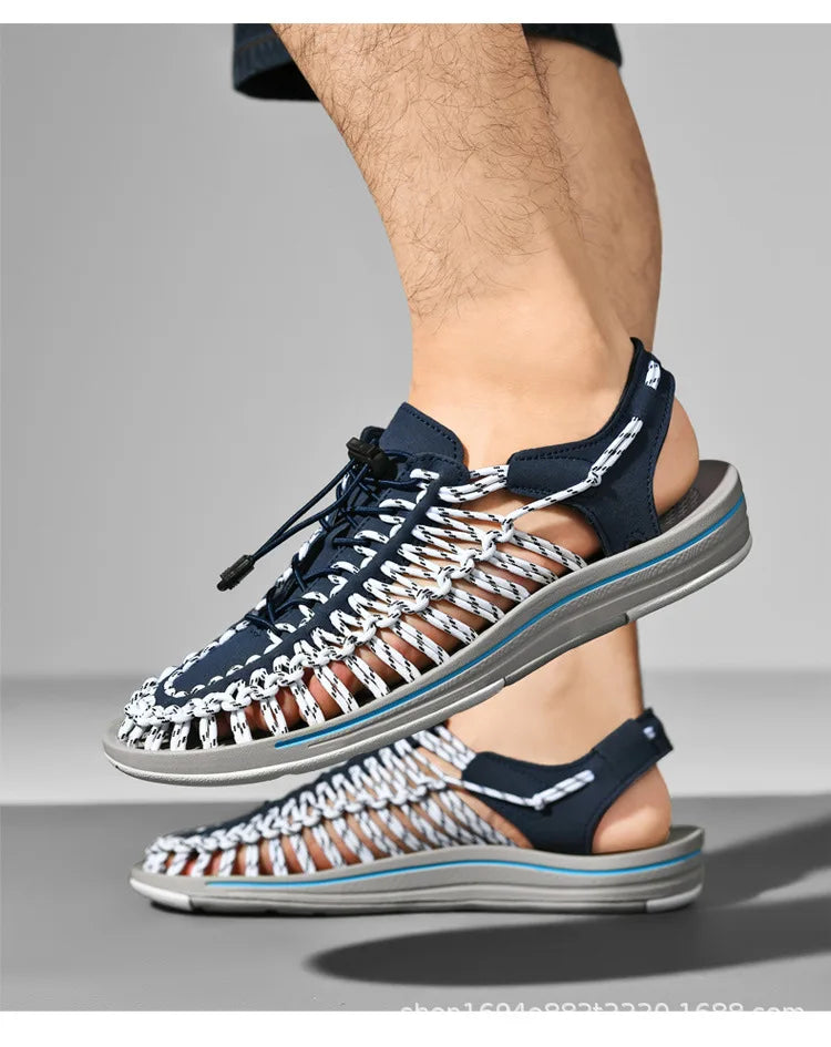 Men's Sandals Woven Casual Mens Beach Shoes 2025 New Comfortable Soft Men's Sandals Summer Casual Shoes for Men Sandalias Hombre