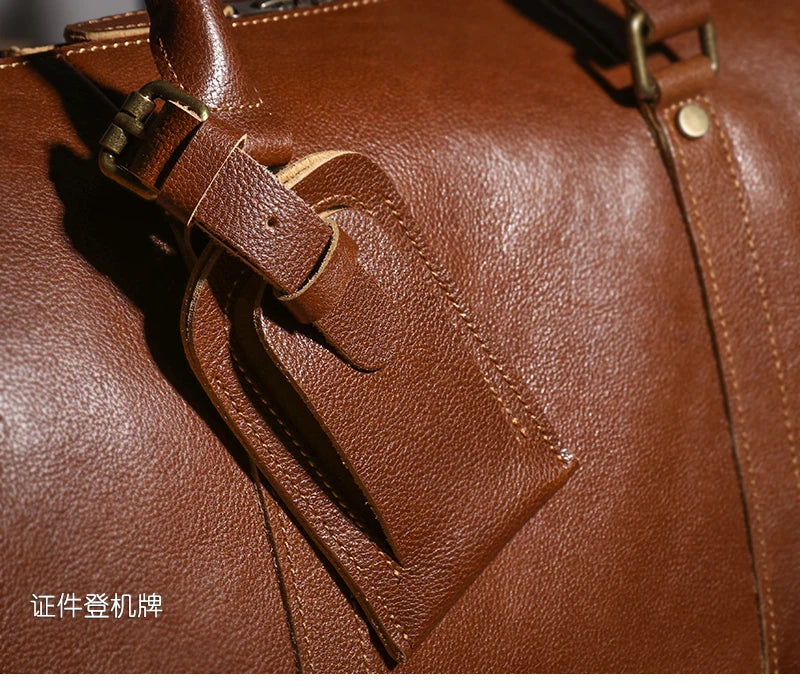 LUOKIR High Quality Men's Travel Bag Genuine Leather Luxury Luggage Bag Women's Weekend Duffle Bag Vintage Business Handbag