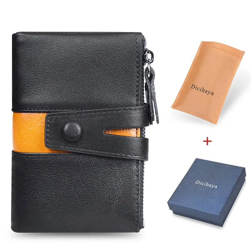 Genuine Leathe Men Wallet Luxury Desig Bifold Short Wallets Male Hasp Vintage Purse Coin Pouch Multi-functional Card Pocket