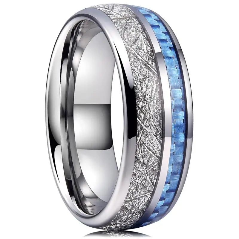 8mm Blue Turquoise Inlay Stainless Steel Ring for Men Vintage Wedding Band Engagement Jewelry Wedding Jewelry Drop Shipping