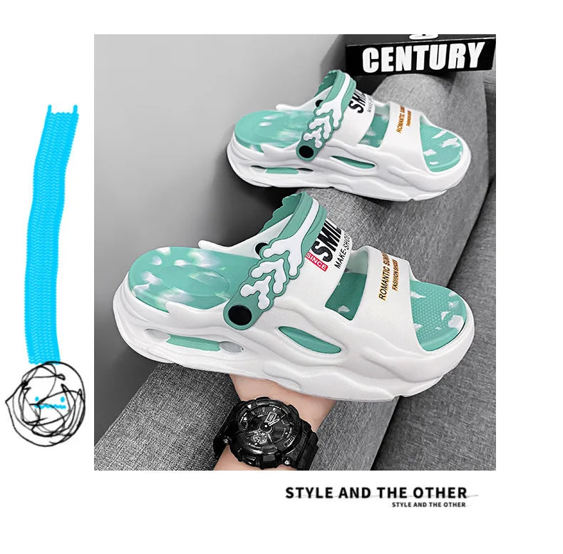 Fashion Men's Slide Slippers 5CM Platform EVA Beach Shoes Men Comfortable Outdoor Cloud Slippers For Men Summer Pantuflas Hombre
