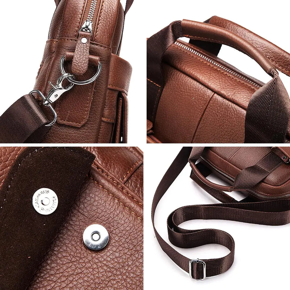 Durable Genuine Leather Bags for Men High Quality Business Crossbody Sling Bag for Work Outdoor Travel Male Messenger Packs