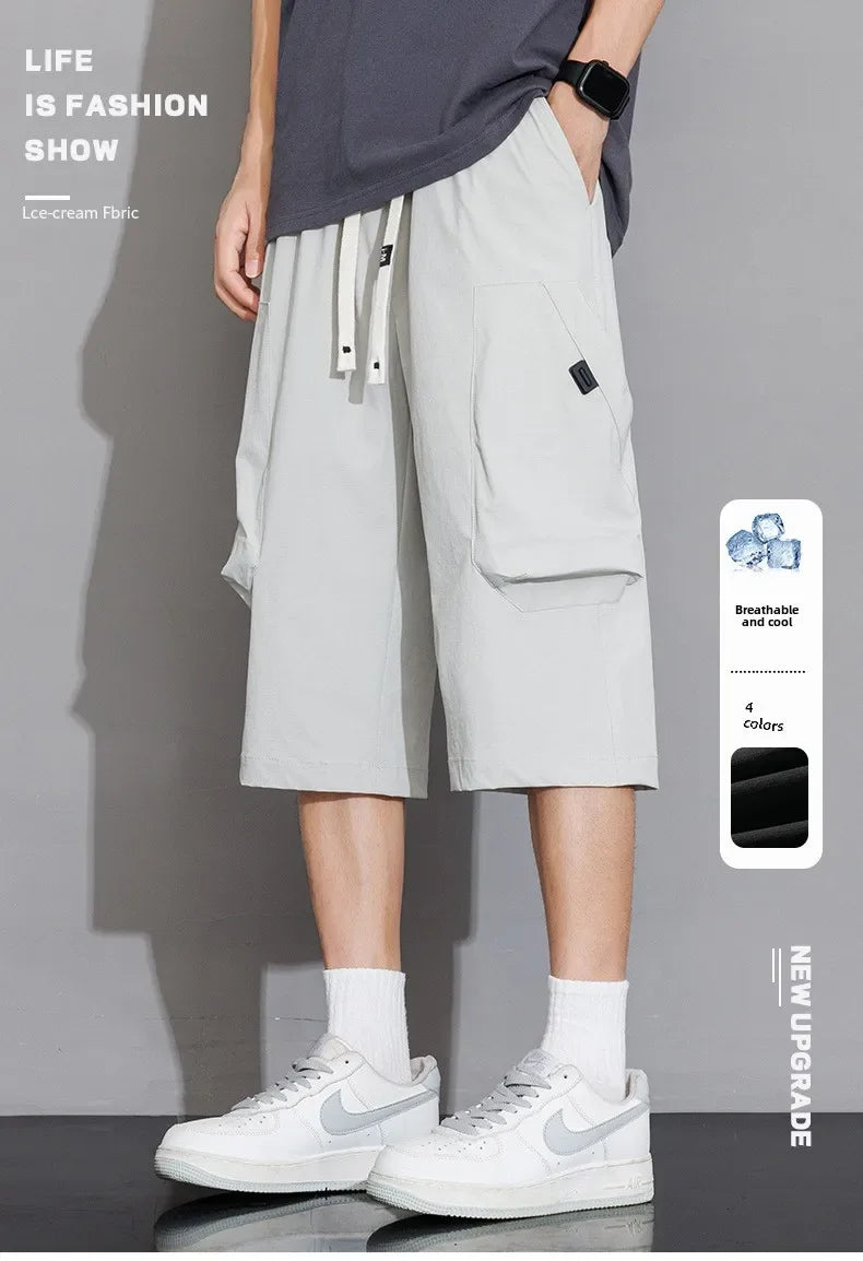Short Men's Clothing Man Shorts Casual Loose Fit Short Mens Male New Summer Work Shorts Men Drawstring Cargo Pants Men