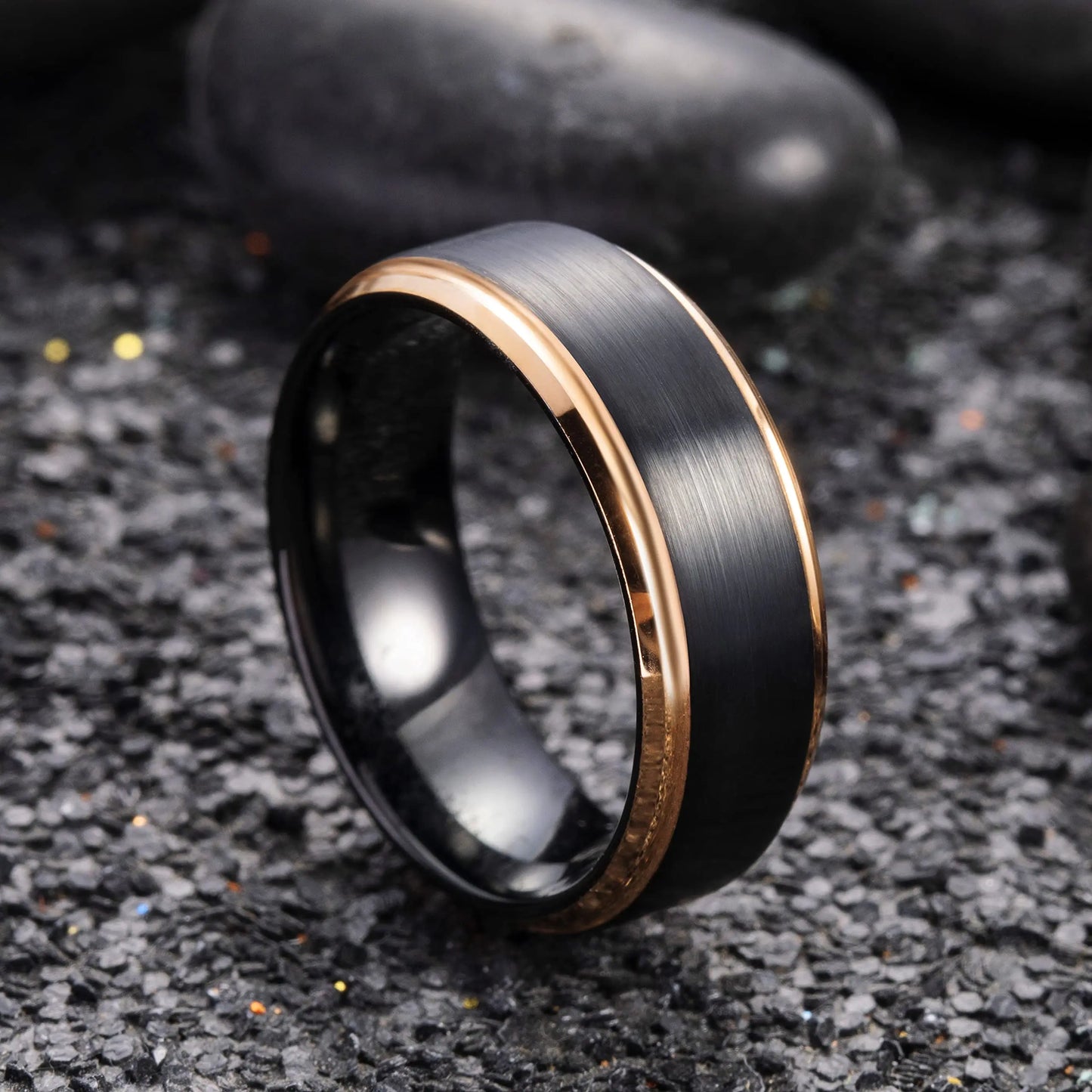 Fashion 8mm Green Color Titanium Stainless Steel Rings for Men Women Black Brushed Men Promise Rings Wedding Party Jewelry Gifts