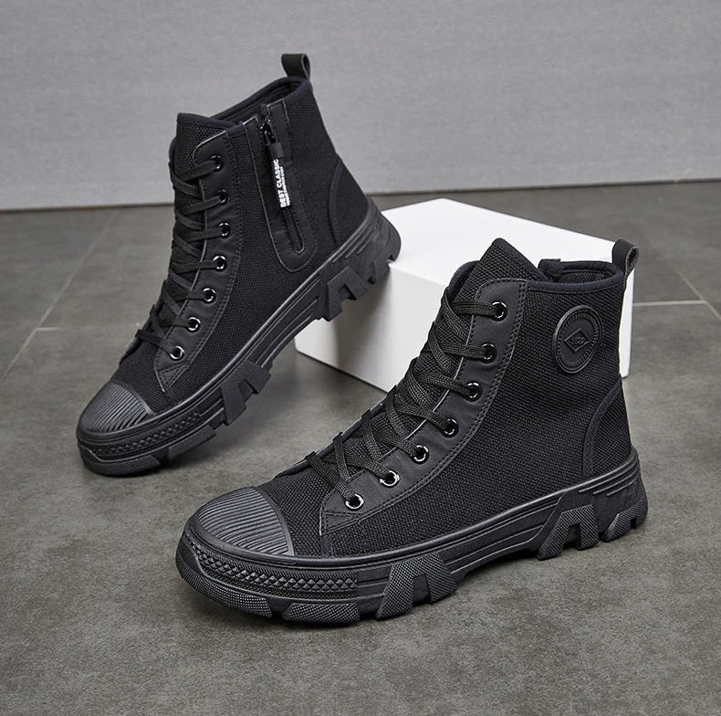 Men's High Cut Boots Warm Winter Lace Up with Fur Outdoor Hiking Male Shoes Platform Retro Original Deals Comfortable Offer Sale
