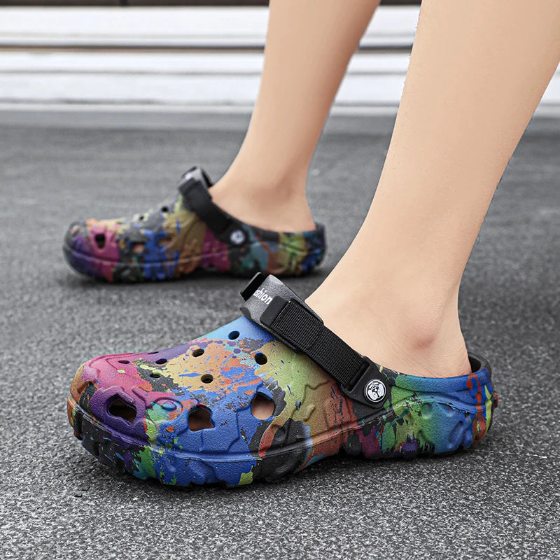 New men's slippers sandals men's garden shoes flat shoes camouflage sandals men's sports shoes outdoor activity floor home shoes