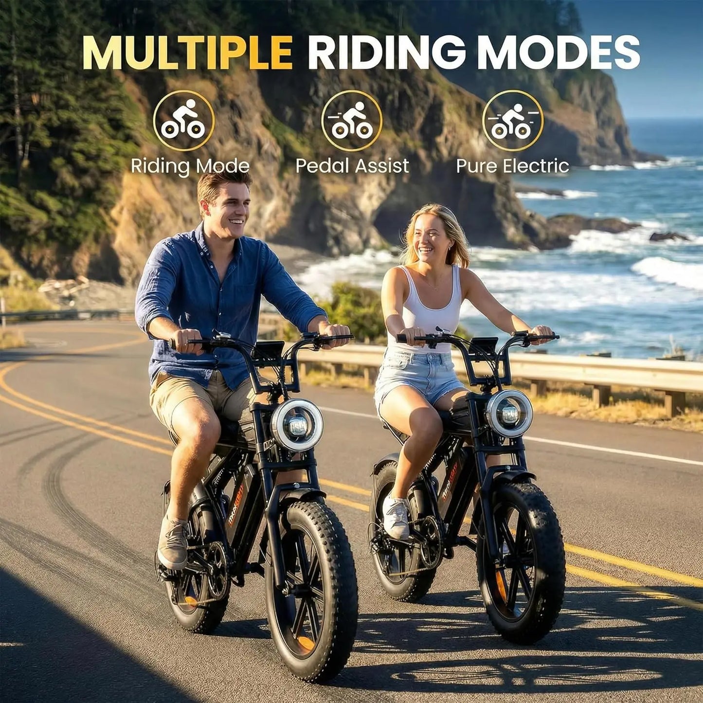 1500W 33MPH Electric Bike 60Miles NFC Password 48V15Ah UL2849 20" Fat Tire Full Suspension All-Terrain Custom