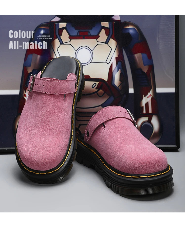 Summer Half Slippers for Men Non Slip Beach Shoes Classic Clogs Shoes Men's Slippers Fashion Big Leather Casual Slippers