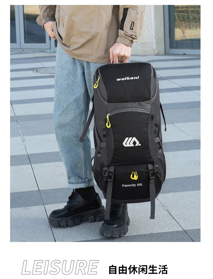 2025 new outdoor sports backpack mountaineering bag large capacity 50L men and women hiking camping bag travel shoulder bag
