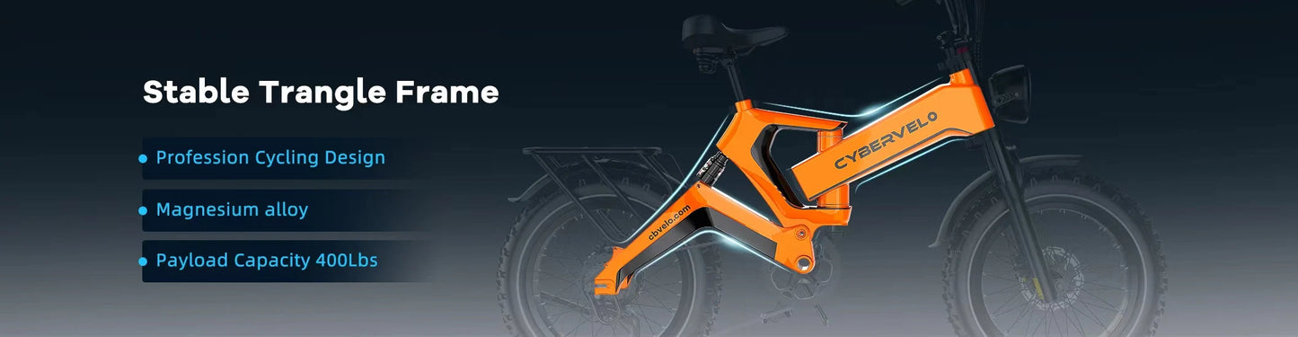 Cybervelo EK6 20” Fat Tire 2000W Peak Motor Luxury Foldable ebike,48V Removable Battery E Bicycle, 35+ MPH 100+Miles Long Range