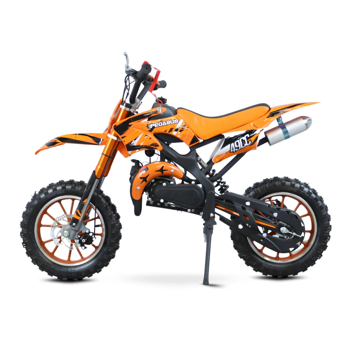 49cc Kids Dirt Bike, 2-Stroke Gas Powered Mini Motorcycle for Kids 8-14, Dual Disc Brakes, Front & Rear Suspension, 10” Off-Road