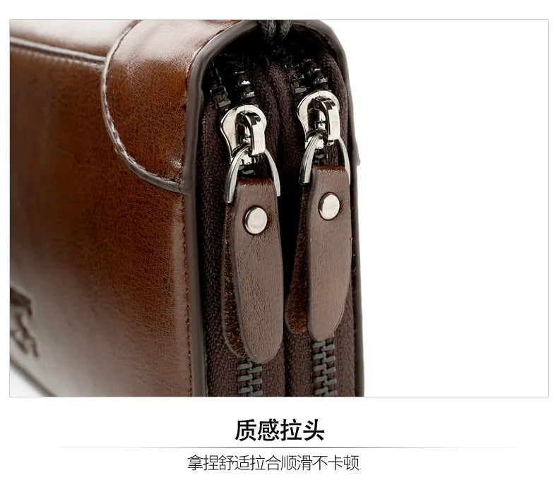 High Quality Pu Leather Wallet Men's Long Zipper Wallet for Men RFID Blocking Business Clutch Bag Credit Card Holder Man Purse