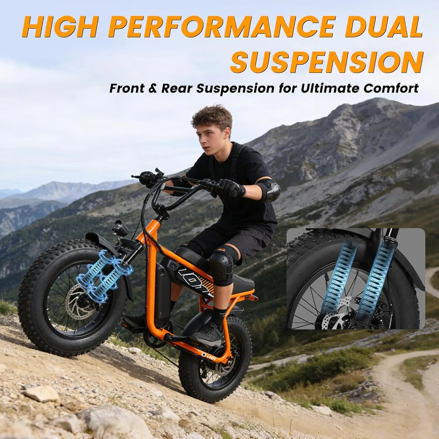 V101 Electric Dirt Motorcycle for Adults 16" x4.0 Fat Tire,48V13Ah, 28MPH, 7-Speed Dual Suspension, Dirt E-Mpoed, 50, Custom