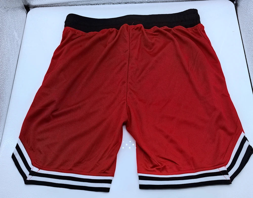 Mens Fire Red Shorts Casual Basketball Shorts Gym Fitness Short Joggers Shorts Workout Bodybuilding Breathable Board Shorts Male