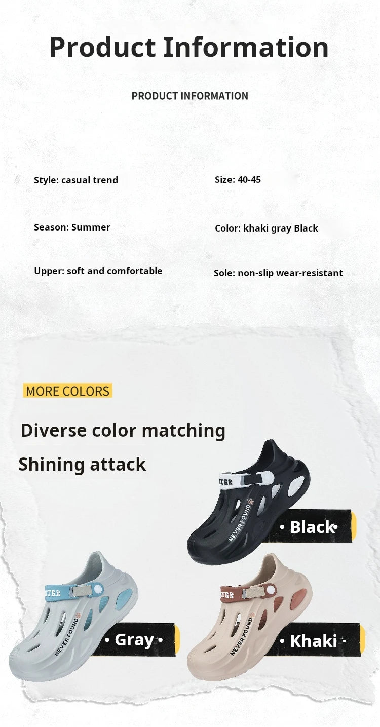 Men's Outdoor Sandals Sport Slippers Beach Slides Breathable Clogs Men Women Casual Garden Shoes Non-slip Men Outdoor Sandals