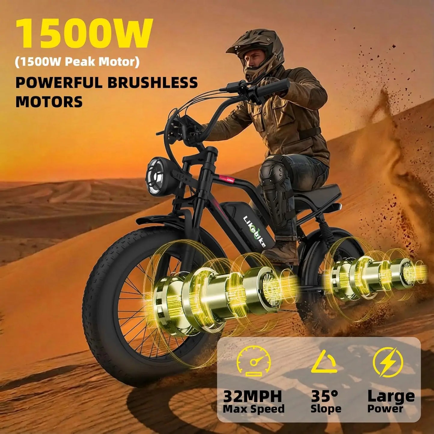 3000W Fat Tire Electric Mountain Bike 40MPH 48V Removable Battery 7-Speed Full Suspension Offroad Adult, Custom