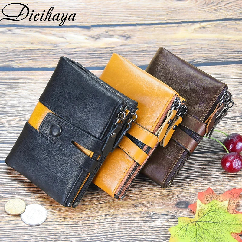 Genuine Leathe Men Wallet Luxury Desig Bifold Short Wallets Male Hasp Vintage Purse Coin Pouch Multi-functional Card Pocket