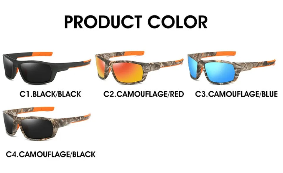 New Sunglasses for Men Sport Polarized Square Frame Camouflage Sun Glasses Driving Fishing Cycling Skiing Sun Eyewear UV400