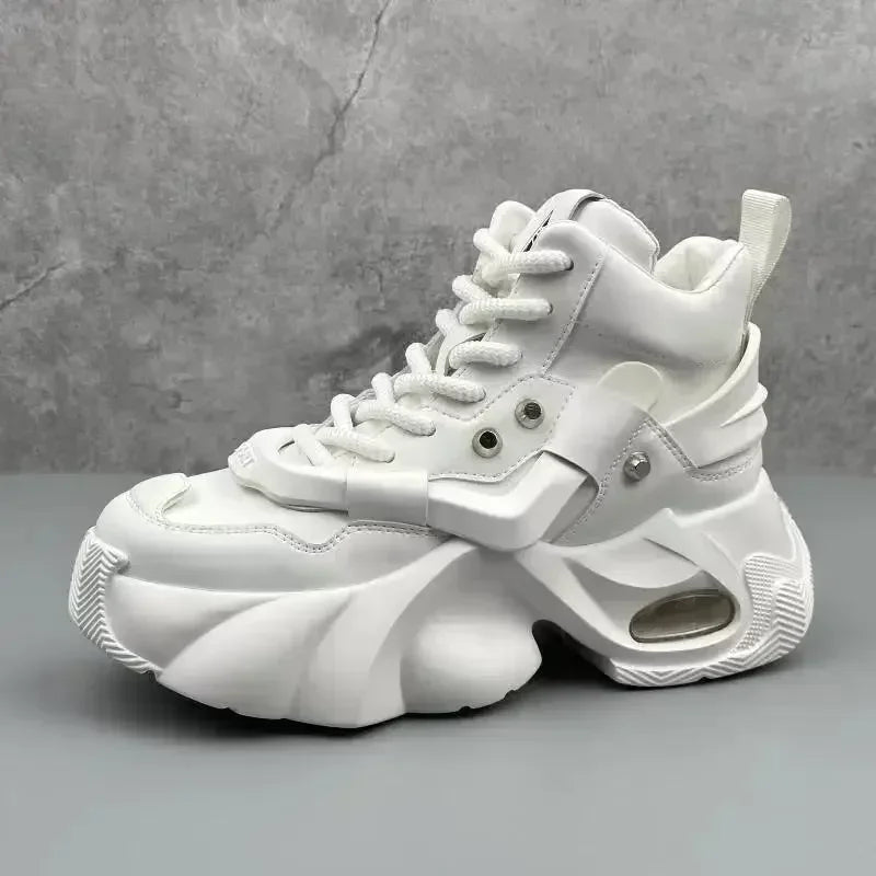 Men's Boots High Top  New Trend Wear-resistant Synthetic Leather Boots Casual Lace Up Height Increasing Fashion Boots 2025