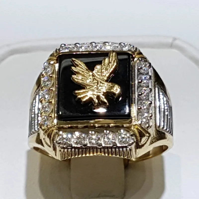 Eagle Collection ! Domineering Metal Eagle Men's Ring Punk Style Enamel Animal Male Rings Jewelry Hand Accessories Size 6-13