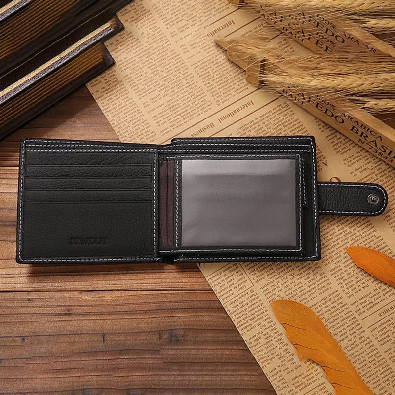 Genuine Leather Men Wallets Cow Leather Solid Sample Style Zipper Purse Man Card Horders Famous Brand High Quality Male Wallet