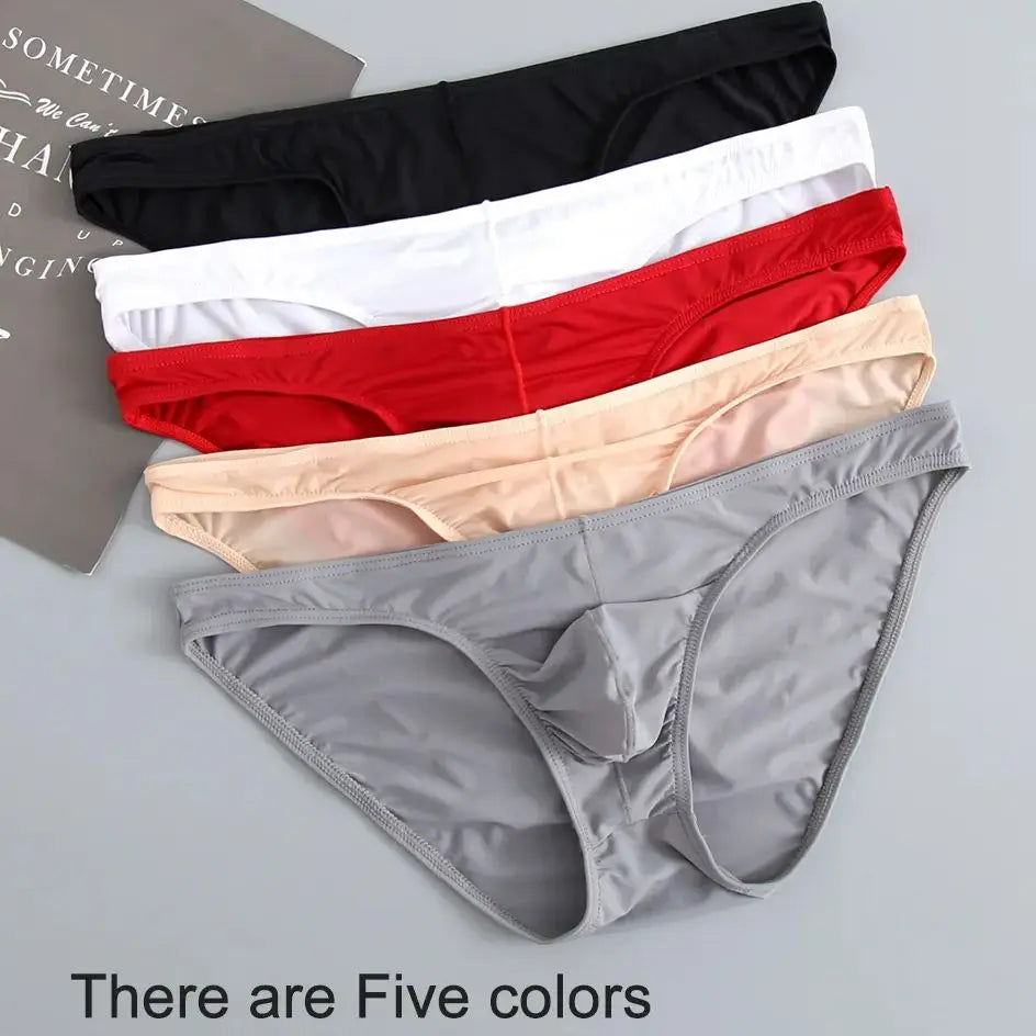 3 Pcs Mens Underwear Briefs Nylon For Men bulge with Pouch hombre slips Red Boys pack lot Breathable and sexy Male Panties
