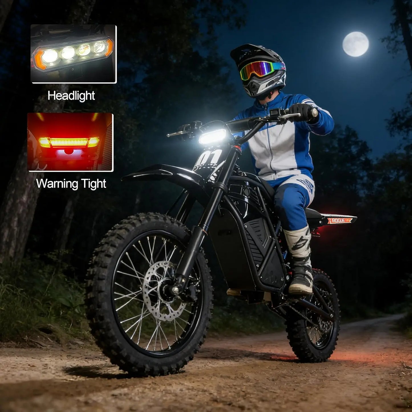 Electric Dirt Bike for Teens & Adults, 3500W 3 Speed Modes (Max 37.5MPH) 48V 23AH, 14"/12" Tire Off-Road EBike,, Customized