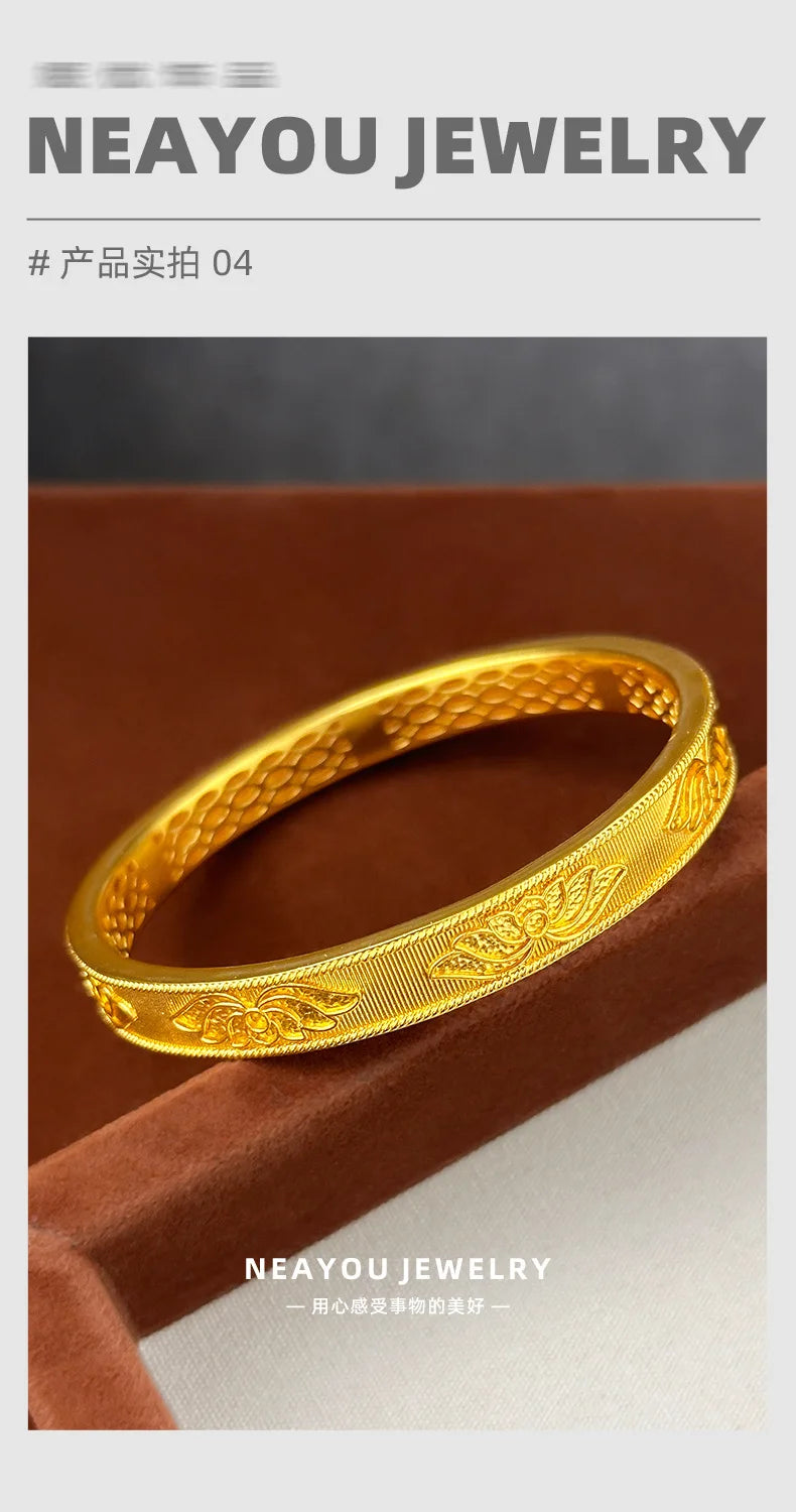 24k Gold Real 9999 Golden Broken Bingbing Bangles Flash Solid Bracelet Women's Temperament Fine Jewelry Set Ring Bracelet