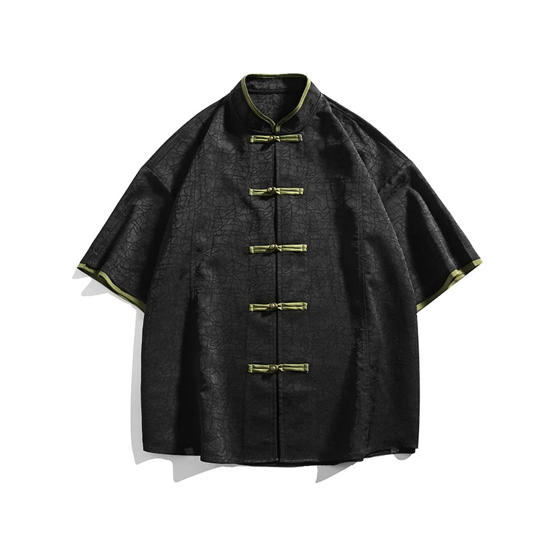 Chinese Shirts for Men Short Sleeve Streetwear Shirts Casual Knot Button Down Shirts Summer Beach Hawaiian Shirt for Men XXXXXL