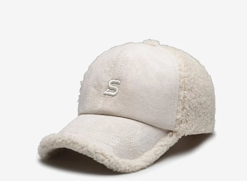 Baseball caps, outdoor warm caps, teddy velvet embroidered cold caps, stylish with warm hats