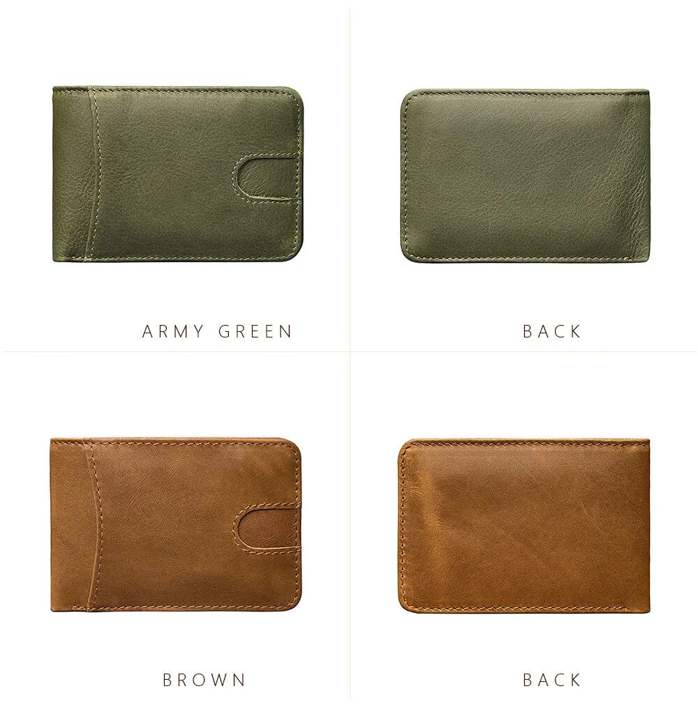 Durable Real Leather Wallets for Men Short Retro Rfid Small Purse Card Holder Simple Bifold Wallet Multiple Colors